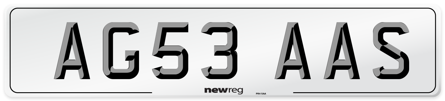 AG53 AAS Number Plate from New Reg